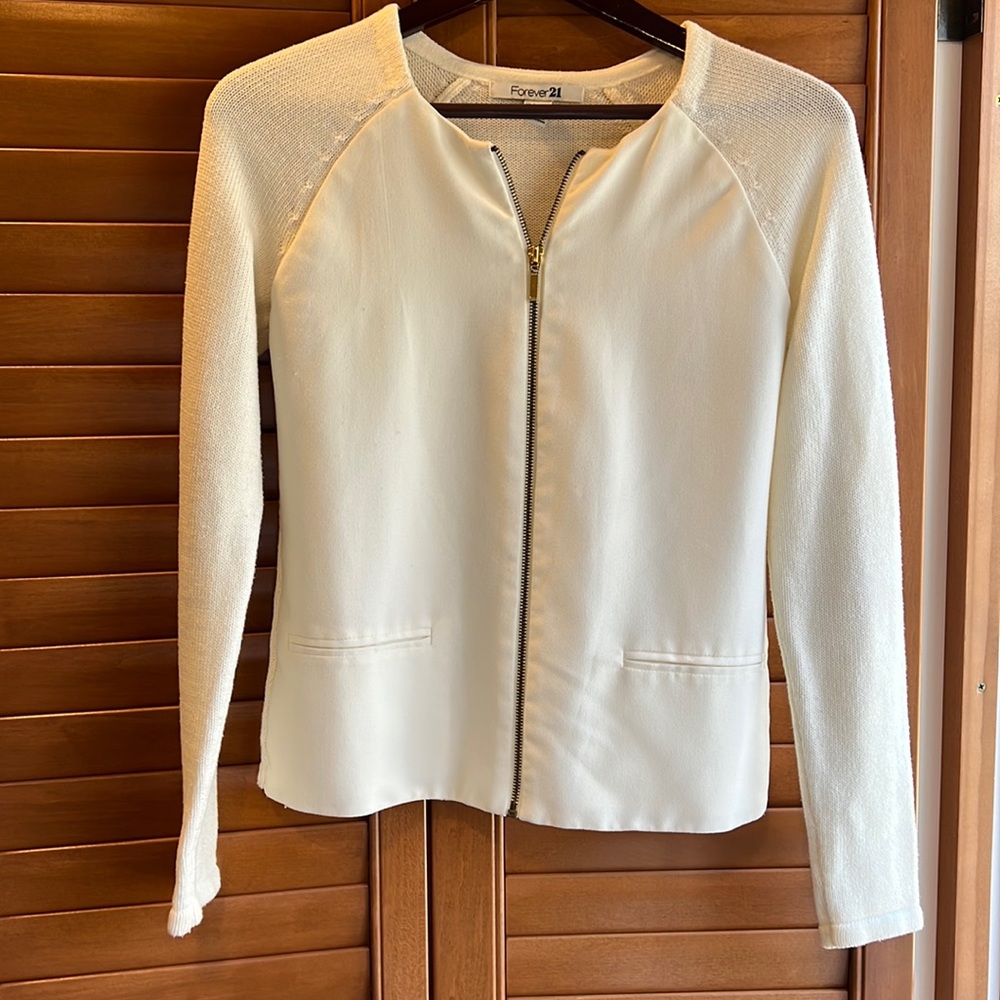 Cream zip up blazer